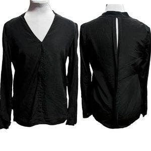 Judith & Charles black silk long sleeve blouse